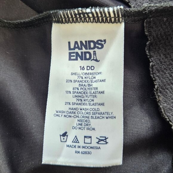 NWT Lands End Black Women's 16DD V-Neck Wrap Underwire Tankini Swimsuit Top - Picture 15 of 15